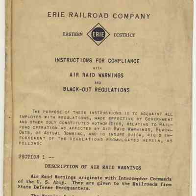 Erie Railroad Instructions For Compliance with Air Raid Warnings and Black-out Regulations