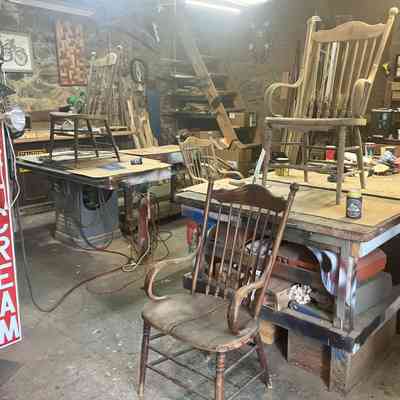 At Dean Krzymowski's shop at the American House ready for restoration.: The chairs are at Deans shop based in his building on Winkler Ave Chester NY known as the American House.