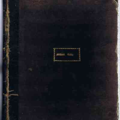 The musical gift, a collection of popular melodies, arranged for two performers on one piano forte. And respectfully dedicated to his pupils Misses Catharine & Pamela H. Robertson: The image shows an old, worn, dark-covered book with faded edges and a small label.