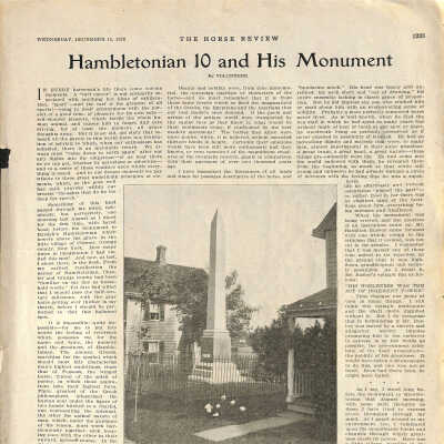Hambletonian 10 and His Monument
