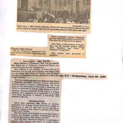 1995-1997 Chester School Album Page 11 1995 Graduation clippings - June 28, 1995: 1995-1997 Chester School Album Page 11 1995 Graduation clippings - June 28, 1995