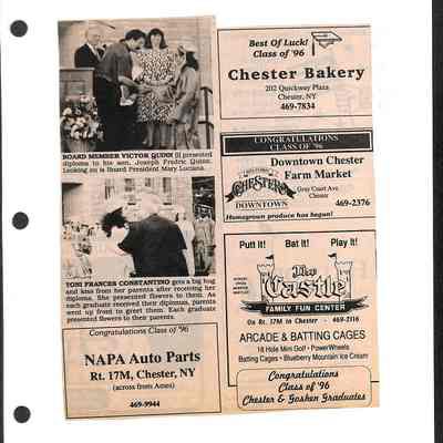 1995-1997 Chester School Album Page 29 1996 clipping: 1995-1997 Chester School Album Page 29 1996 clipping