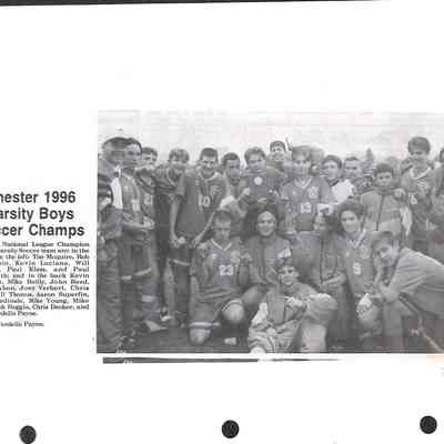 1995-1997 Chester School Album Page 42 Chester 1996 Varsity Boys Soccer Champs: 1995-1997 Chester School Album Page 42 Chester 1996 Varsity Boys Soccer Champs