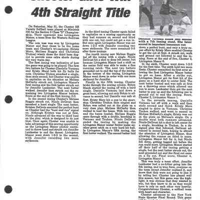 1995-1997 Chester School Album Page 54 Chester Girls Win 4th Straight Title: 1995-1997 Chester School Album Page 54 Chester Girls Win 4th Straight Title