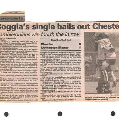 1995-1997 Chester School Album Page 55 Roggia’s Single Bails Out Chester - June 1, 1997: 1995-1997 Chester School Album Page 55 Roggia’s Single Bails Out Chester - June 1, 1997