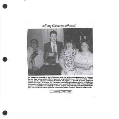 1995-1997 Chester School Album Page 56 Mary Canavan Award - June 3, 1997: 1995-1997 Chester School Album Page 56 Mary Canavan Award - June 3, 1997