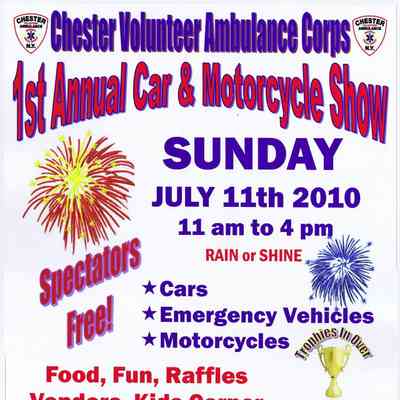 Chester Volunteer Ambulance Corps. 1st Annual Car & Motorcycle Show poster