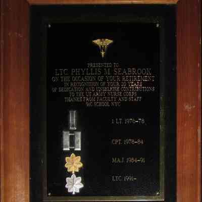 Lt. Colonel Phyllis M. Seabrook 20 Year Service Plaque