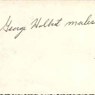 George Holbert mules: The image displays a handwritten note,  "George Holbert mules" on the back side of the picture.