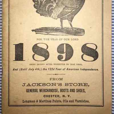 Jackson's Store Chester, New York ad from The Old Farmer's Almanac - 1898