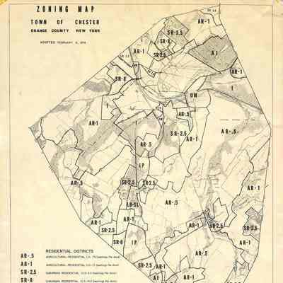 Zoning Map Town of Chester , Orange County New York: This is a 1974 zoning map of Chester, New York, delineating various residential and commercial districts.