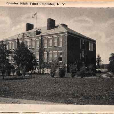 20823 Chester High School.: The photograph depicts Chester High School in Chester, New York, featuring a large, stately brick building