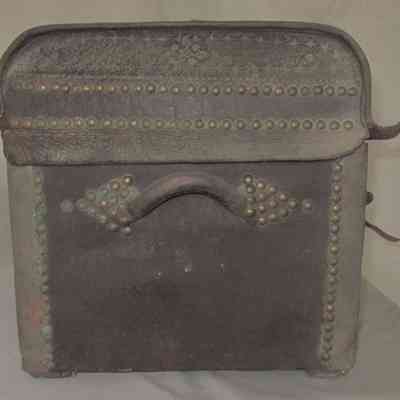 Thaddeus Seely Leather Covered Travel Trunk - Left