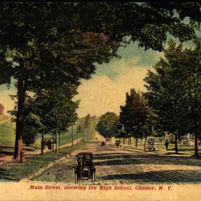 Main Street, showing the High School, Chester, NY
