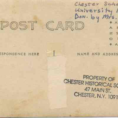 Address side of the "Chester School" postcard: The image depicts an aged postcard with a faded layout.