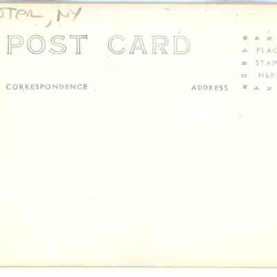 Address side of the "The old Yelverton Inn" postcard.: The image shows a vintage, blank postcard with marked spaces for correspondence, address, and stamp. "Chester, NY" is written at the top left.