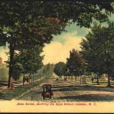 Main Street, showing the High School, Chester, N. Y.