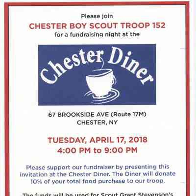 Chester Boy Scout Troop 152 fundraising night at the Chester Diner Flyer