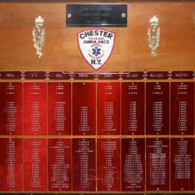 Chester Volunteer Ambulance Past Officers Plaque 1949-1989