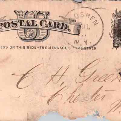 C.H. Green Order postcard 188?-07-16 J. R. Hawkins verso: 188?-07-16 J. R. Hawkins order card for cheese.