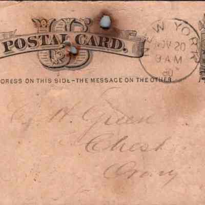 C.H. Green Order postcard 1880-11-20 verso: C.H. Green Order postcard 1880-11-20