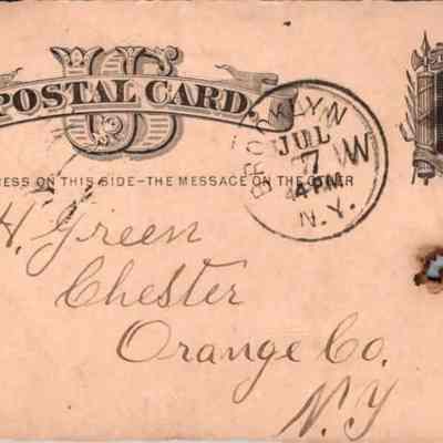 C.H. Green Order postcard 1881-07-07 Geo. W. Cooke verso: C.H. Green Order postcard 1881-07-07 Geo. W. Cooke