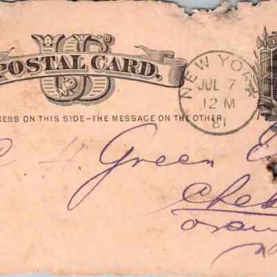 C.H. Green Order postcard 1881-07-07 J. Gross verso: C.H. Green Order postcard 1881-07-07 J. Gross