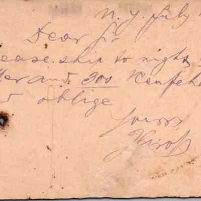 C.H. Green Order postcard 1881-07-11 L. Gotz? recto: C.H. Green Order postcard 1881-07-11 L. Gotz? for Neufchatel cheese & butter.