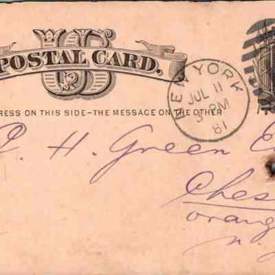 C.H. Green Order postcard 1881-07-11 L. Gotz? verso: C.H. Green Order postcard 1881-07-11 L. Gotz?
