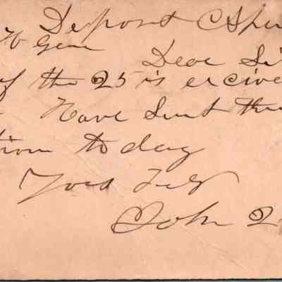 C.H. Green Order postcard 1882-04-28 John L. Clark recto: C.H. Green postcard 1882-04-28 John L. Clark shipment received confirmation and return notice.