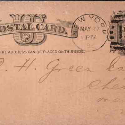 C.H. Green Order postcard 1882-05-27 J. Grotz? verso: C.H. Green Order postcard 1882-05-27 J. Grotz?