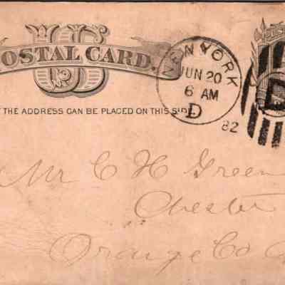 C.H. Green Order postcard 1882-06-20 C.L.R. Anker recto: C.H. Green Order postcard 1882-06-20 C.L.R. Anker