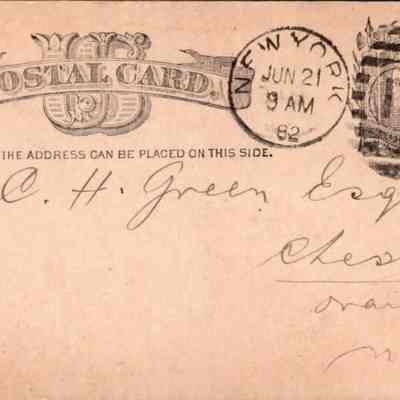 C.H. Green Order postcard 1882-06-21 L. Gotz? verso: C.H. Green Order postcard 1882-06-21 L. Gotz?