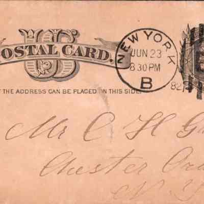 C.H. Green Order postcard 1882-06-23 G. & C. Weissmuller recto: C.H. Green Order postcard 1882-06-23 G. & C. Weissmuller