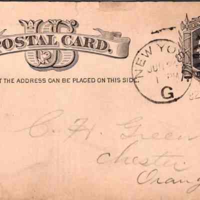 C.H. Green Order postcard 1882-06-24 1PM A. L. & J. J. Reynold verso.: C.H. Green Order postcard 1882-06-24 1PM A. L. & J. J. Reynold