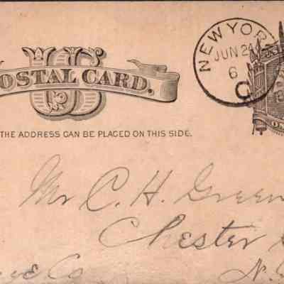 C.H. Green Order postcard 1882-06-24 6PM A. L. & J. J. Reynold verso: C.H. Green Order postcard 1882-06-24 6PM A. L. & J. J. Reynold