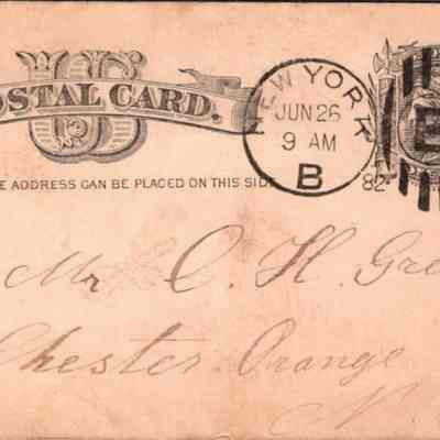 C.H. Green Order postcard 1882-06-26 G. & C. Weissmuller verso: C.H. Green Order postcard 1882-06-26 G. & C. Weissmuller