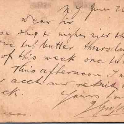 C.H. Green Order postcard 1882-06-26 L. Gotz? recto: C.H. Green Order postcard 1882-06-26 L. Gotz? for butter.