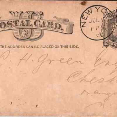 C.H. Green Order postcard 1882-07-01 L. Gotz? verso: C.H. Green Order postcard 1882-07-01 L. Gotz?
