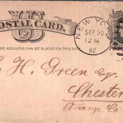 C.H. Green Order postcard 1882-09-30 J. Gross verso: C.H. Green Order postcard 1882-09-30 J. Gross