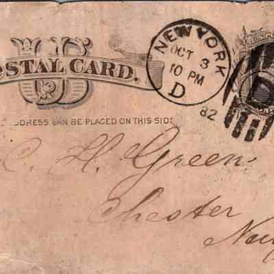 C.H. Green Order postcard 1882-10-03 P. Lyding verso: C.H. Green Order postcard 1882-10-03 P. Lyding