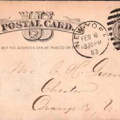 C.H. Green Order postcard 1883-02-06 S. Galle & C. verso: C.H. Green Order postcard 1883-02-06 S. Galle & C.