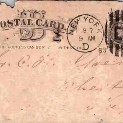 C.H. Green Order postcard 1883-02-07 T. Lyding verso: C.H. Green Order postcard 1883-02-07 T. Lyding
