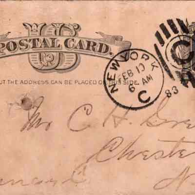 C.H. Green Order postcard 1883-02-10 verso: C.H. Green Order postcard 1883-02-10