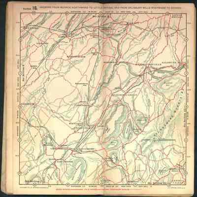 Orange County Sectional Road Map 19_Section 10: This historical map shows Section 10 from Monroe northward to Little Britain, and from Salisbury Mills westward to Goshen.