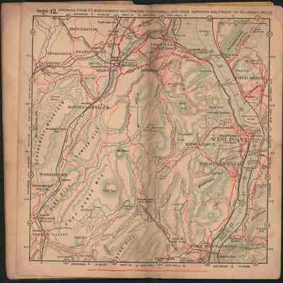 Orange County Sectional Road Map 22_Section 13: This historical map shows Section 13 from Ft. Montgomery northward to Cornwall, and from Garrison westward to Salisbury Mills.