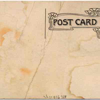 Address side of the “Yelberton Square, Chester, N.Y.” postcard: The image shows an old, stained postcard with pricing details for postage.