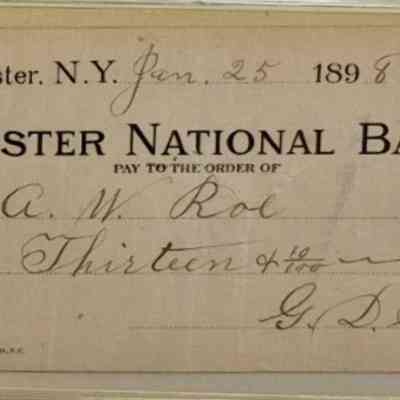 Roe Side A: The image displays a historic bank check issued by Chester National Bank in Chester, New York, dated January 25, 1898, with no check number specified. It is payable to A. W. Roe for the amount of thirteen dollars and ten cents, both numerically and written in words. The signature on the check is G. D. Stevens. The check features period typography and design, indicative of late 19th-century financial documents. The amount is written as "$13.10" and "Thirteen 10/100 Dollars," and the document has visible signs of aging, such as discoloration and a small tear, registering as an artifact from that era.