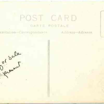 Address side of the "Samare’s Fairy Prince" postcard.: The postcard has sections for communication and address, and handwritten text reads, "Not for sale at present."