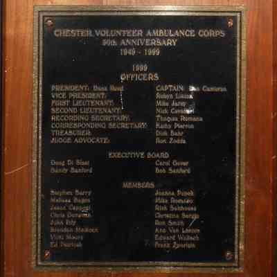 Chester Volunteer Ambulance 50th Anniversary Plaque 1949-1999